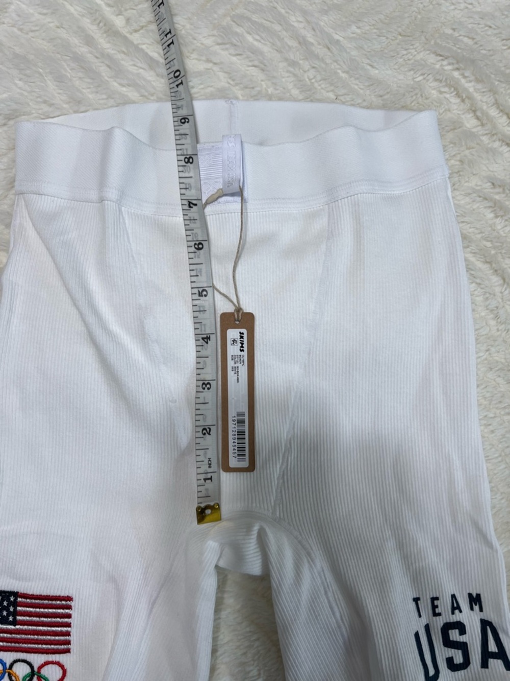 Skims Team USA Olympic Boxer Shorts XXS White Ribbed Cotton NWT - Picture 14 of 16